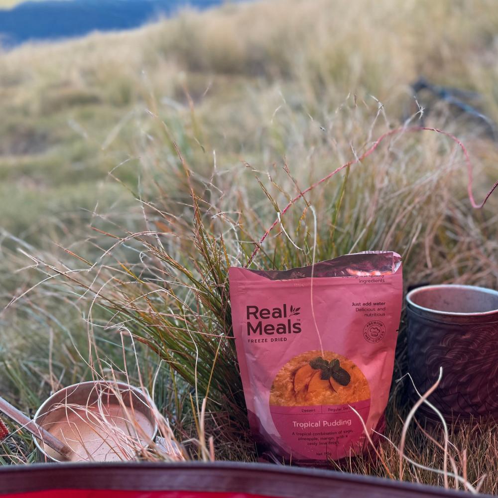 Real Meals Tropical Pudding — dehydrated breakfast meal for hiking and hunting trips in NZ